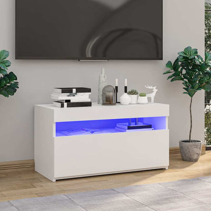 804403 vidaXL TV Cabinet with LED Lights High Gloss White 75x35x40 cm