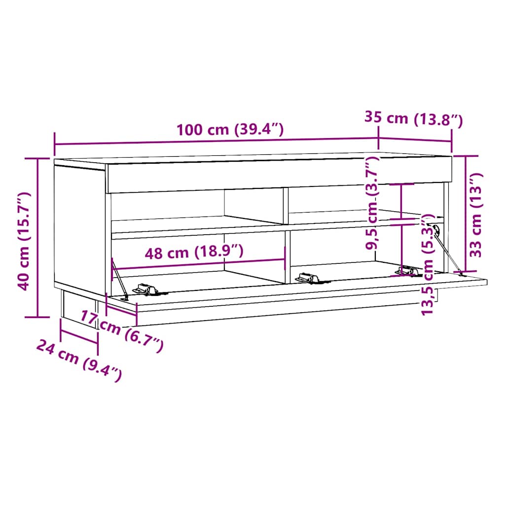 vidaXL TV Cabinet White 100x35x40 cm Engineered Wood
