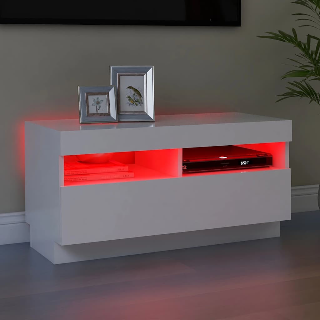 804445 vidaXL TV Cabinet with LED Lights White 80x35x40 cm