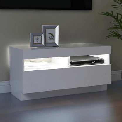 804445 vidaXL TV Cabinet with LED Lights White 80x35x40 cm