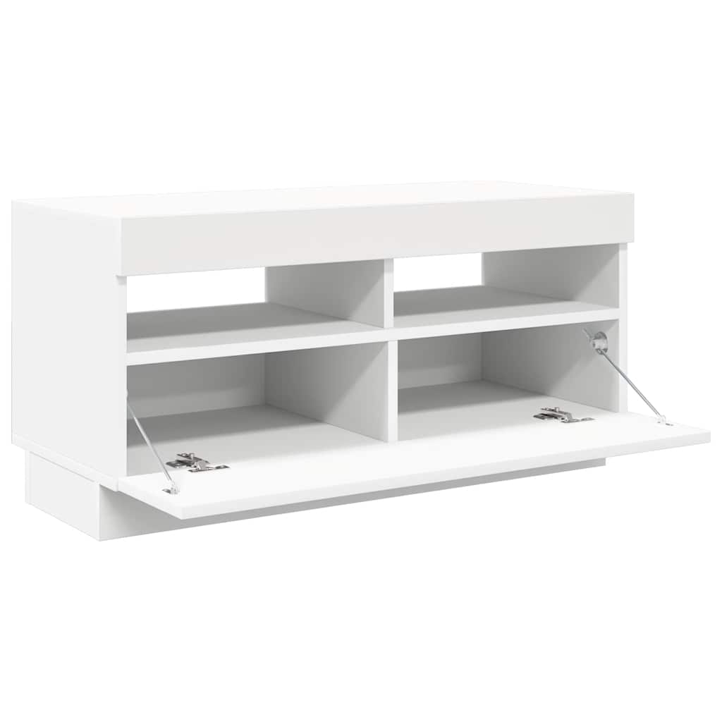 804445 vidaXL TV Cabinet with LED Lights White 80x35x40 cm