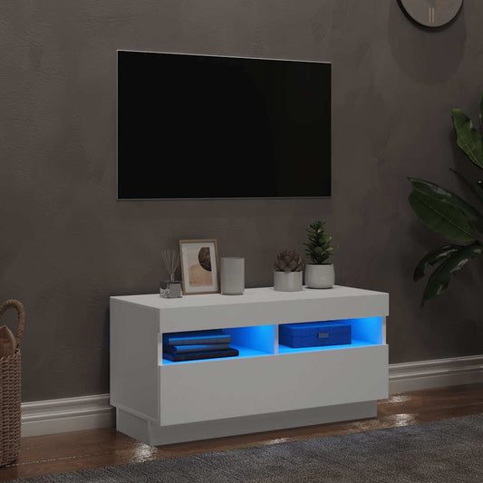 804445 vidaXL TV Cabinet with LED Lights White 80x35x40 cm
