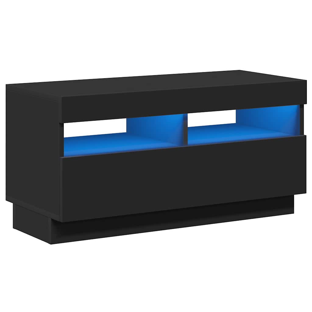804446 vidaXL TV Cabinet with LED Lights Black 80x35x40 cm