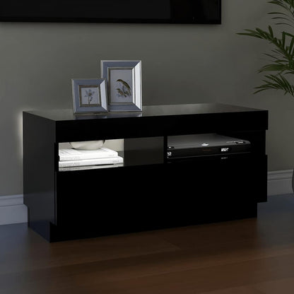 804446 vidaXL TV Cabinet with LED Lights Black 80x35x40 cm