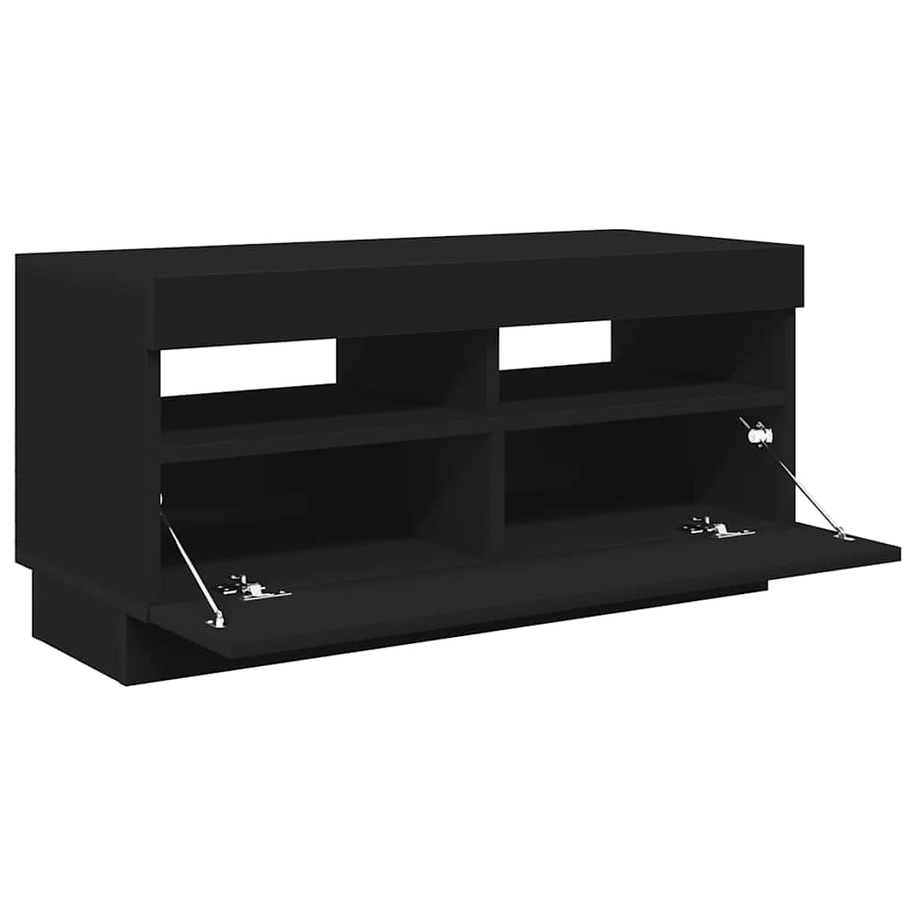 804446 vidaXL TV Cabinet with LED Lights Black 80x35x40 cm