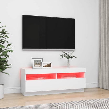 804454 vidaXL TV Cabinet with LED Lights White 100x35x40 cm