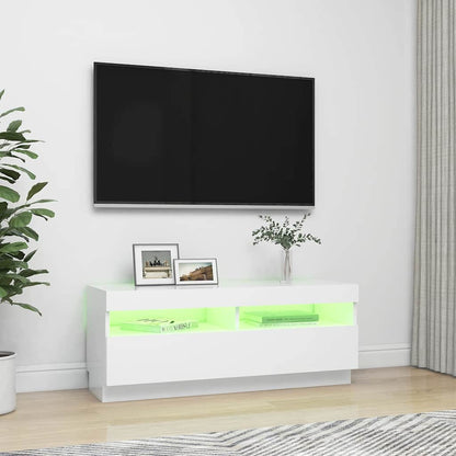 804454 vidaXL TV Cabinet with LED Lights White 100x35x40 cm