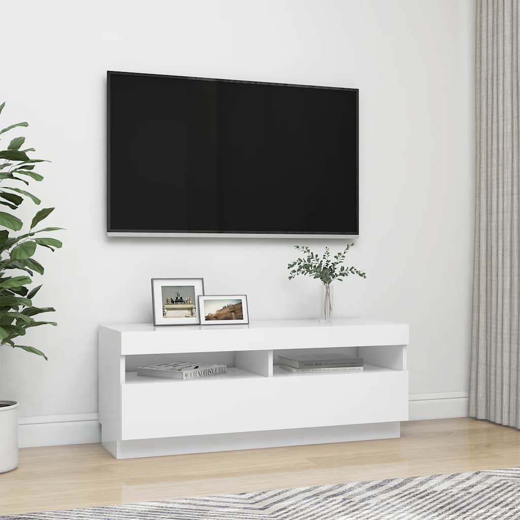 804454 vidaXL TV Cabinet with LED Lights White 100x35x40 cm