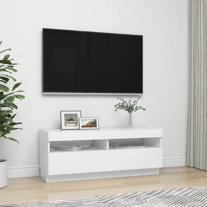 804454 vidaXL TV Cabinet with LED Lights White 100x35x40 cm