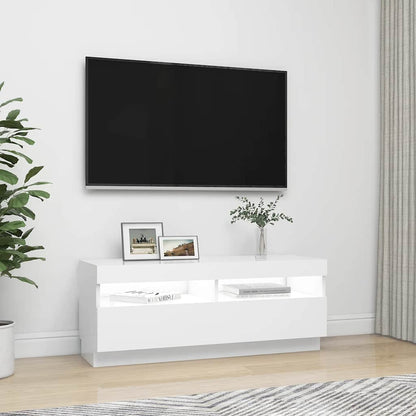 804454 vidaXL TV Cabinet with LED Lights White 100x35x40 cm