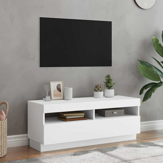 804454 vidaXL TV Cabinet with LED Lights White 100x35x40 cm