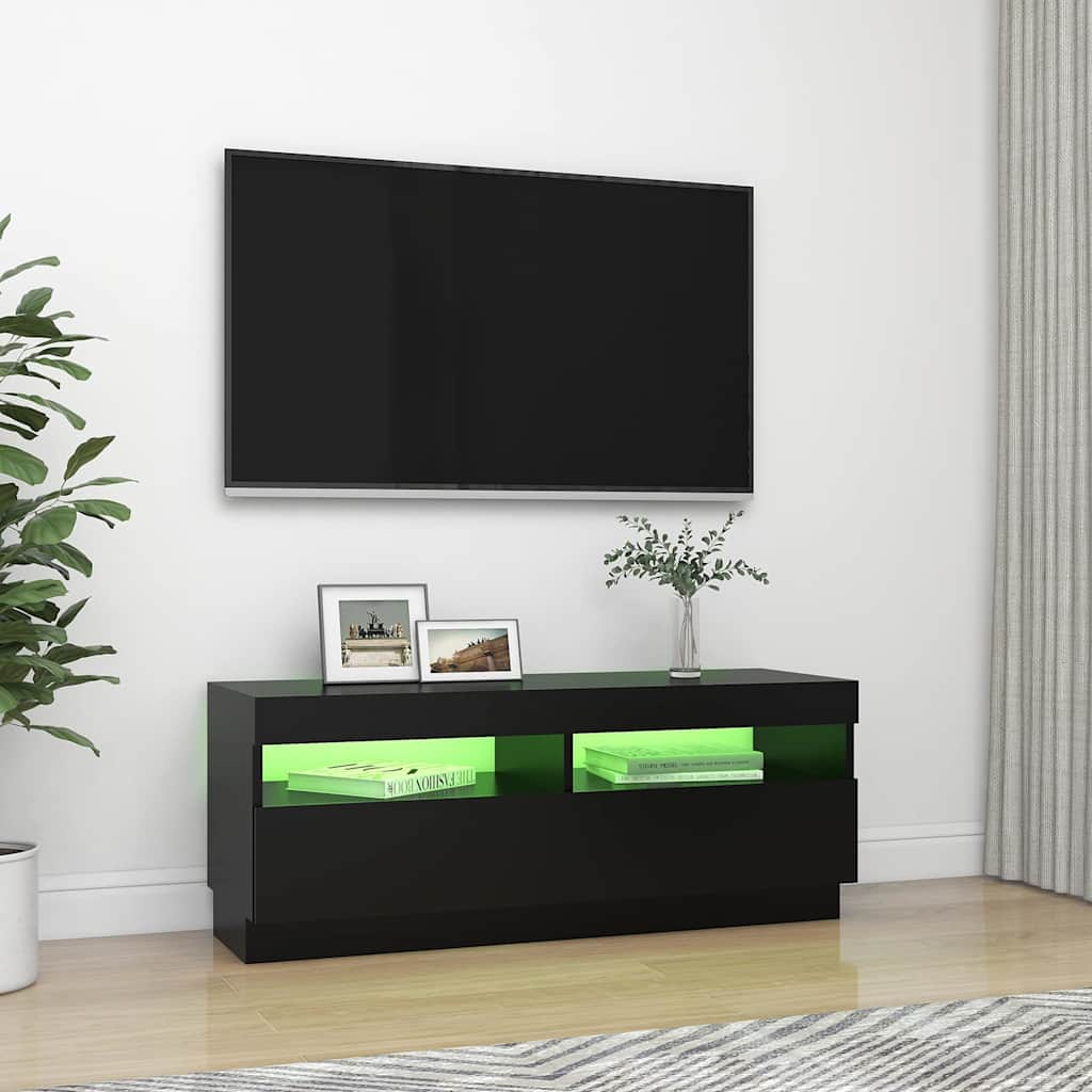 804455 vidaXL TV Cabinet with LED Lights Black 100x35x40 cm