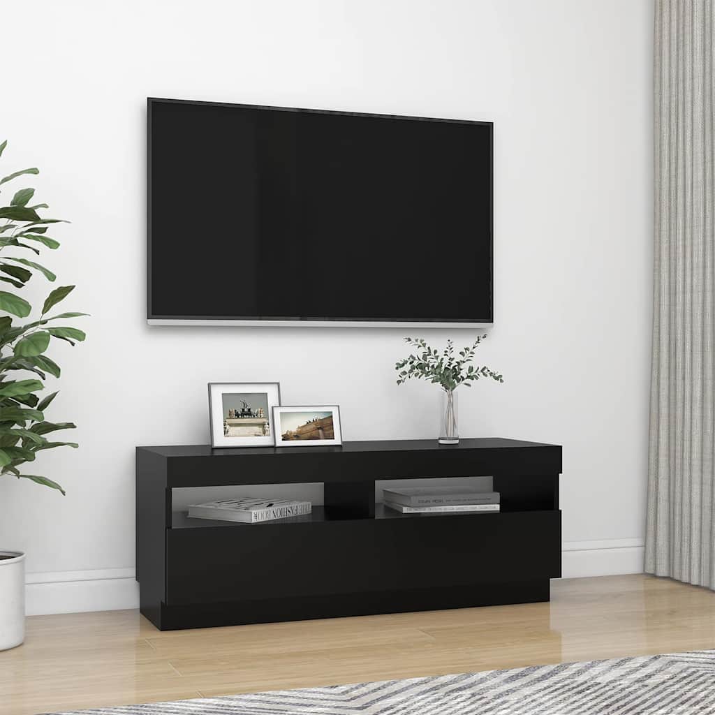 804455 vidaXL TV Cabinet with LED Lights Black 100x35x40 cm