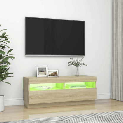 804457 vidaXL TV Cabinet with LED Lights Sonoma Oak 100x35x40 cm
