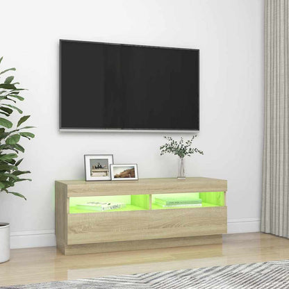 804457 vidaXL TV Cabinet with LED Lights Sonoma Oak 100x35x40 cm