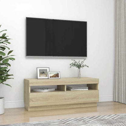 804457 vidaXL TV Cabinet with LED Lights Sonoma Oak 100x35x40 cm