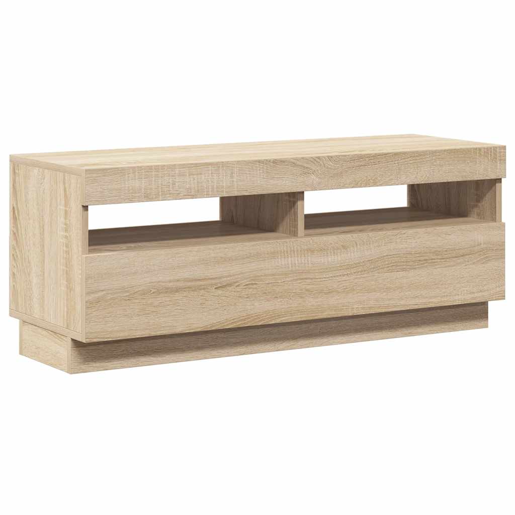 804457 vidaXL TV Cabinet with LED Lights Sonoma Oak 100x35x40 cm
