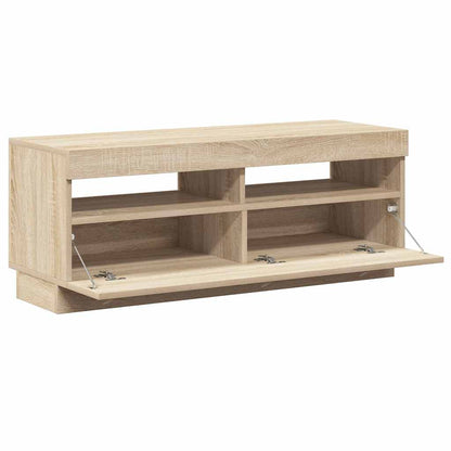 804457 vidaXL TV Cabinet with LED Lights Sonoma Oak 100x35x40 cm