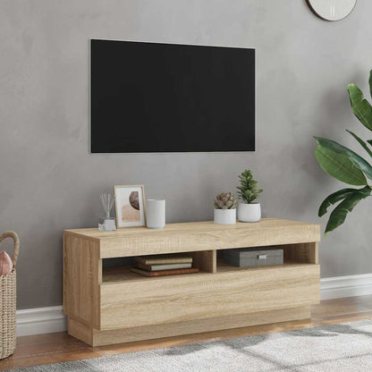804457 vidaXL TV Cabinet with LED Lights Sonoma Oak 100x35x40 cm