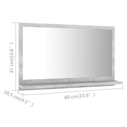 vidaXL Bathroom Mirror Concrete Grey 60x10.5x37 cm Engineered Wood