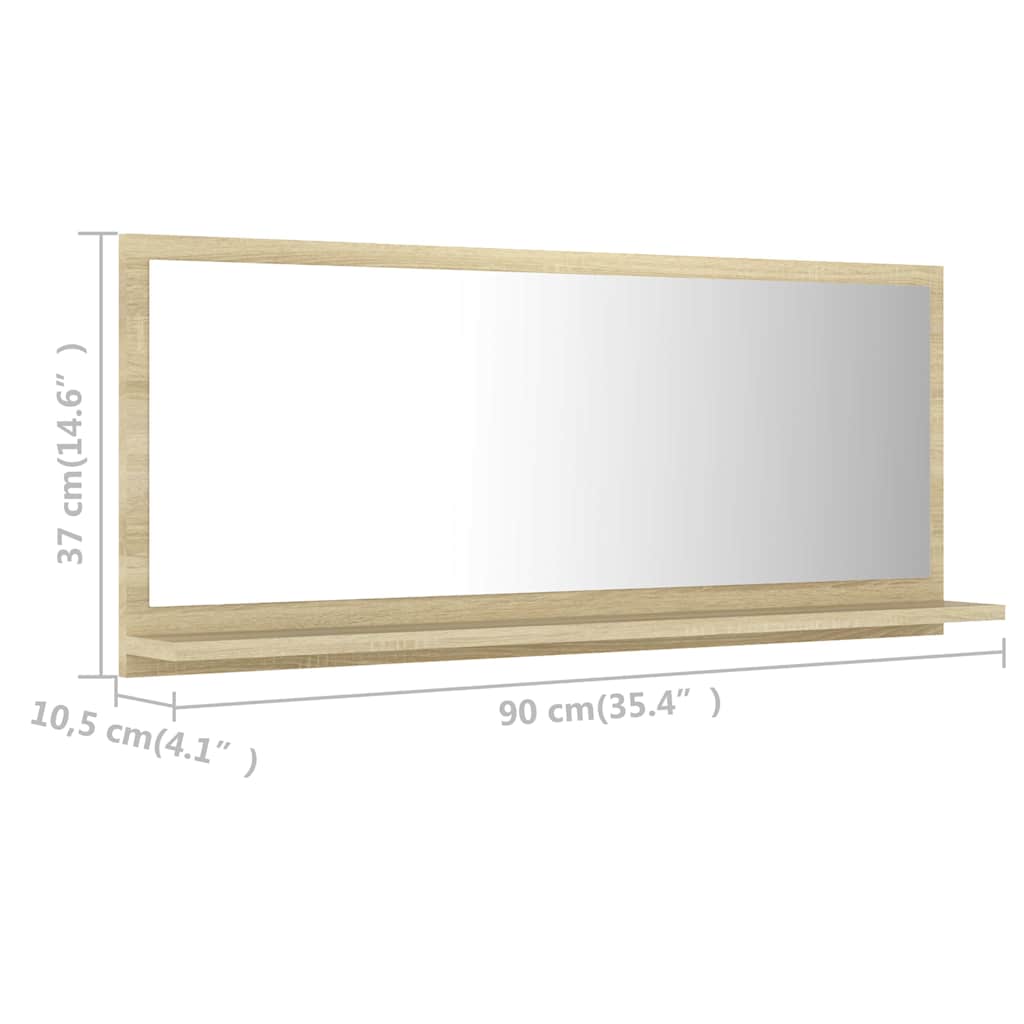 vidaXL Bathroom Mirror Sonoma Oak 90x10.5x37 cm Engineered Wood
