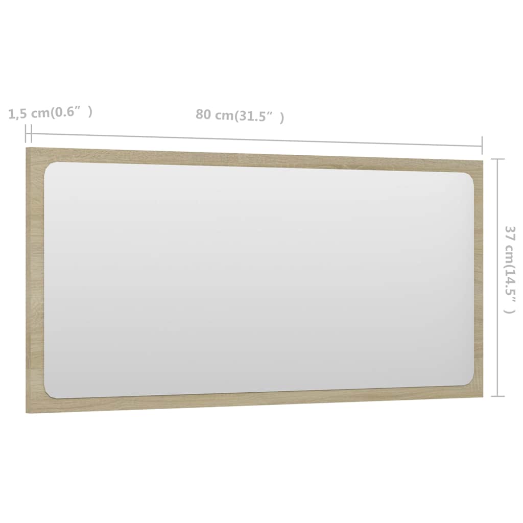 804617 vidaXL Bathroom Mirror Sonoma Oak 80x1,5x37 cm Engineered Wood