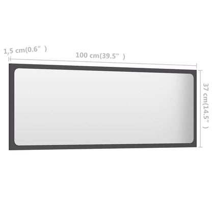 804632 vidaXL Bathroom Mirror Grey 100x1,5x37 cm Engineered Wood