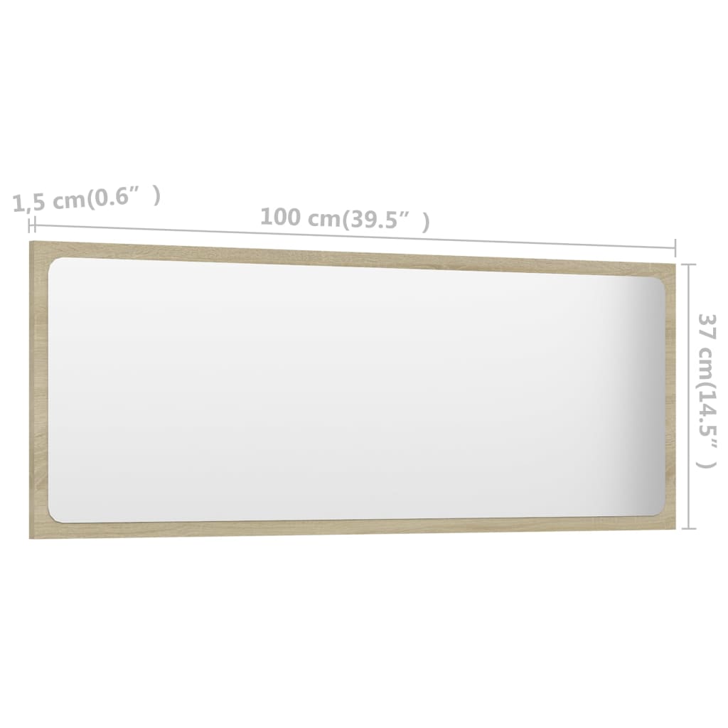 804633 vidaXL Bathroom Mirror Sonoma Oak 100x1,5x37 cm Engineered Wood