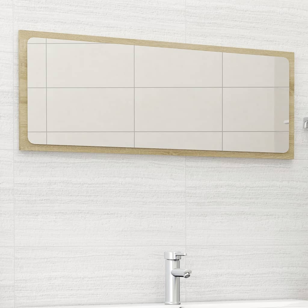 vidaXL Bathroom Mirror Sonoma Oak 100x1.5x37 cm Engineered Wood