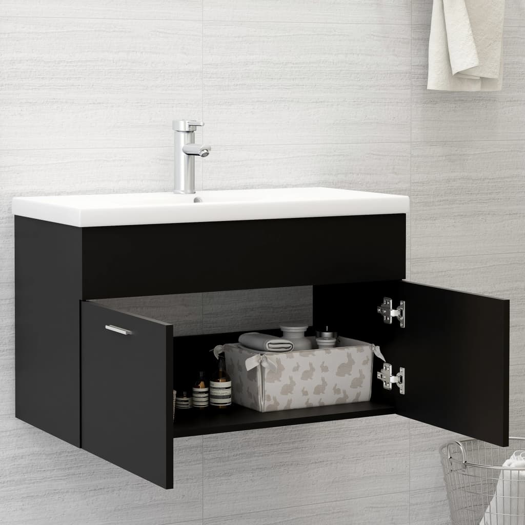 vidaXL Sink Cabinet | Black | Engineered wood | Medium | Sink Cabinet