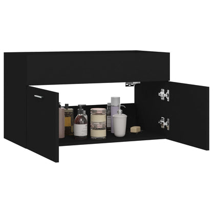 vidaXL Sink Cabinet | Black | Engineered wood | Medium | Sink Cabinet