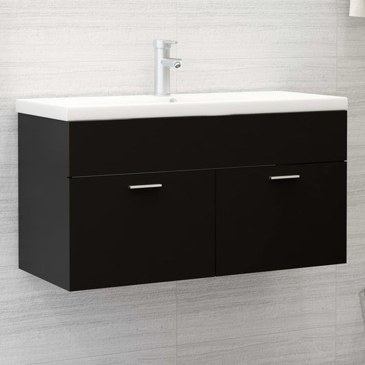 vidaXL Sink Cabinet Black 90x38.5x46 cm Engineered Wood
