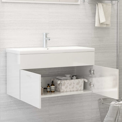 vidaXL Sink Cabinet | High gloss white | Engineered wood | Medium | Sink Cabinet