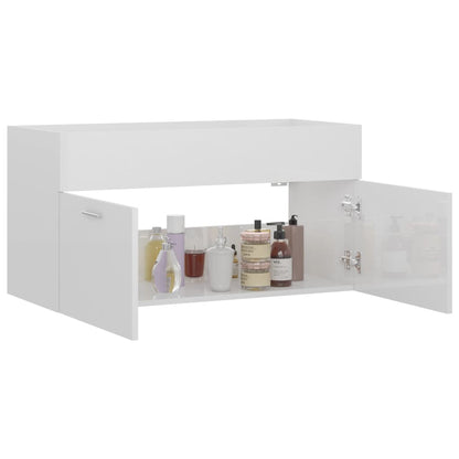 vidaXL Sink Cabinet | High gloss white | Engineered wood | Medium | Sink Cabinet
