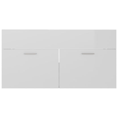 vidaXL Sink Cabinet | High gloss white | Engineered wood | Medium | Sink Cabinet