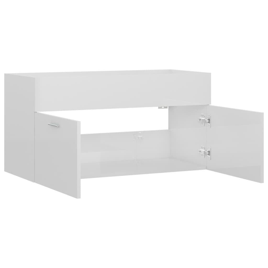 vidaXL Sink Cabinet | High gloss white | Engineered wood | Medium | Sink Cabinet