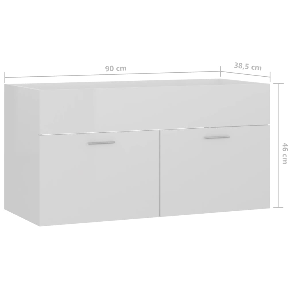 vidaXL Sink Cabinet | High gloss white | Engineered wood | Medium | Sink Cabinet