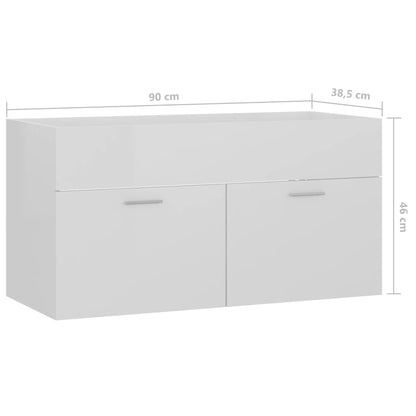 vidaXL Sink Cabinet | High gloss white | Engineered wood | Medium | Sink Cabinet