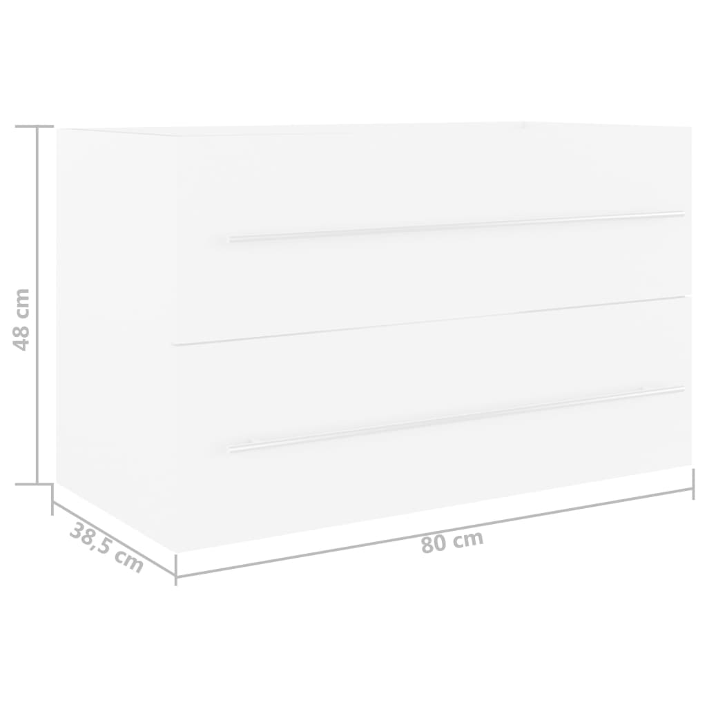 vidaXL Sink Cabinet | White | Engineered wood | 80 x 38.5 x 48 cm | Sink Cabinet