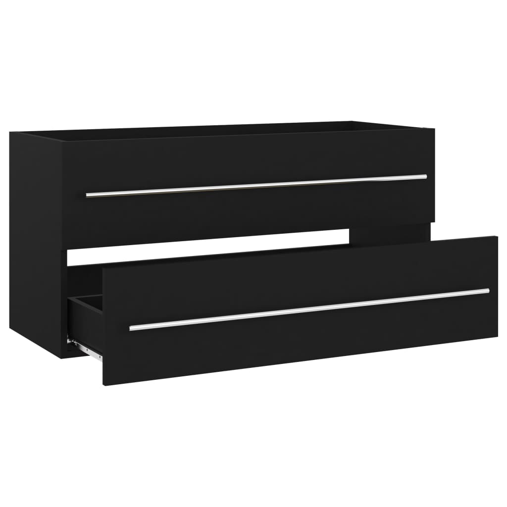 vidaXL Sink Cabinet | Black | Engineered Wood | 100 cm x 38.5 cm x 48 cm | Sleek