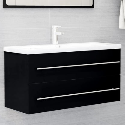 vidaXL Sink Cabinet | Black | Engineered Wood | 100 cm x 38.5 cm x 48 cm | Sleek