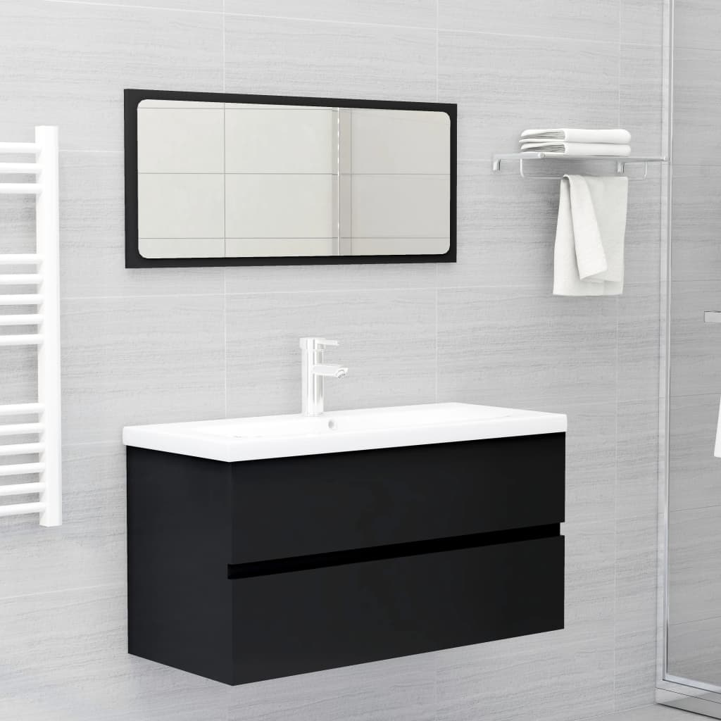 vidaXL Sink Cabinet | Black | Engineered Wood | 90 x 38.5 x 45 cm | Sink Cabinet