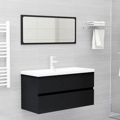 vidaXL Sink Cabinet | Black | Engineered Wood | 90 x 38.5 x 45 cm | Sink Cabinet