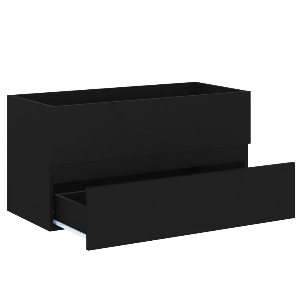 vidaXL Sink Cabinet | Black | Engineered Wood | 90 x 38.5 x 45 cm | Sink Cabinet