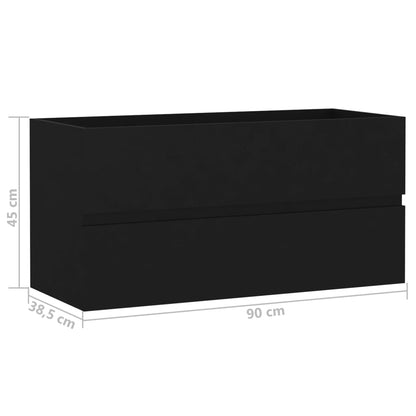 vidaXL Sink Cabinet | Black | Engineered Wood | 90 x 38.5 x 45 cm | Sink Cabinet