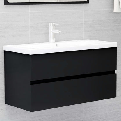 vidaXL Sink Cabinet | Black | Engineered Wood | 90 x 38.5 x 45 cm | Sink Cabinet