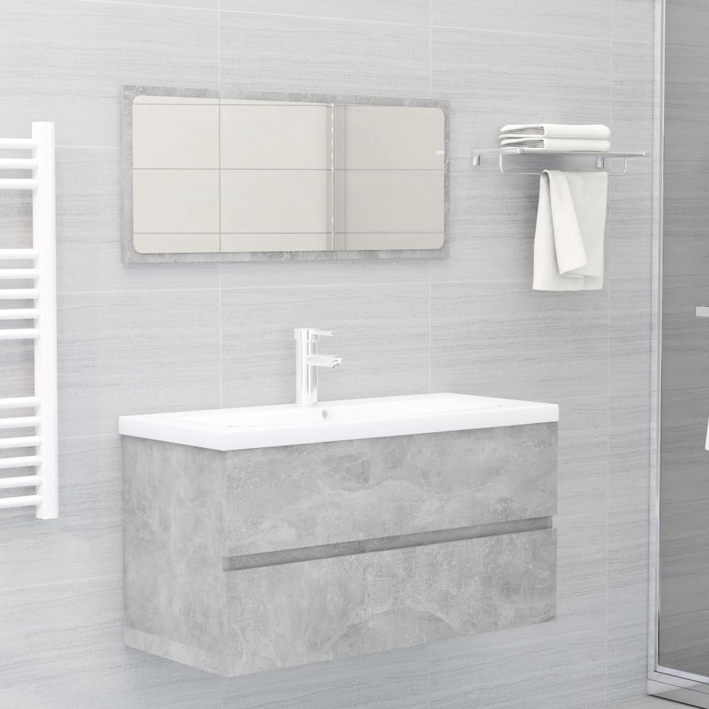 vidaXL Sink Cabinet | Concrete grey | Engineered wood | 90 x 38.5 x 45 cm