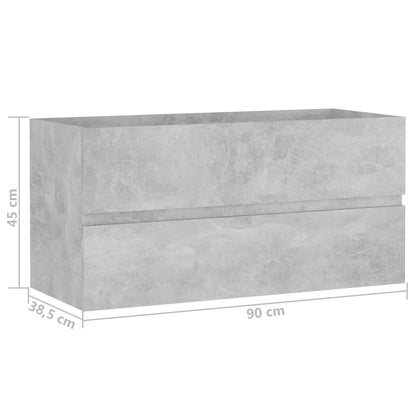 vidaXL Sink Cabinet | Concrete grey | Engineered wood | 90 x 38.5 x 45 cm
