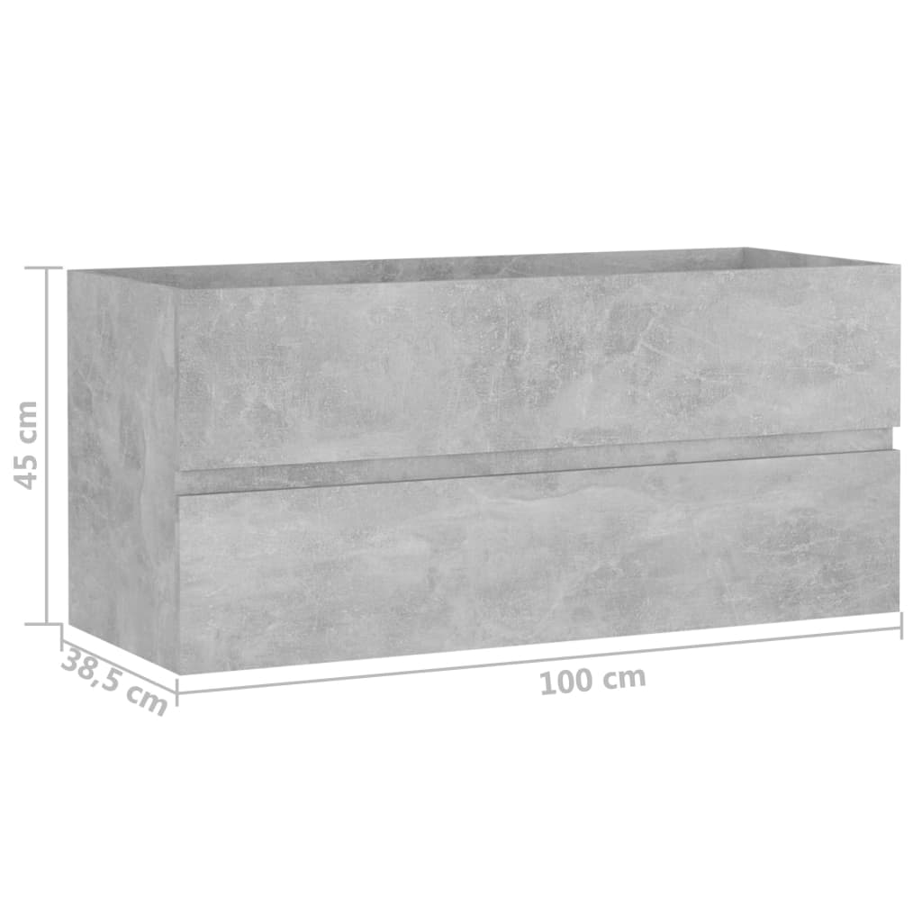 vidaXL Sink Cabinet | Concrete grey | Engineered wood | 100x38.5x45 cm