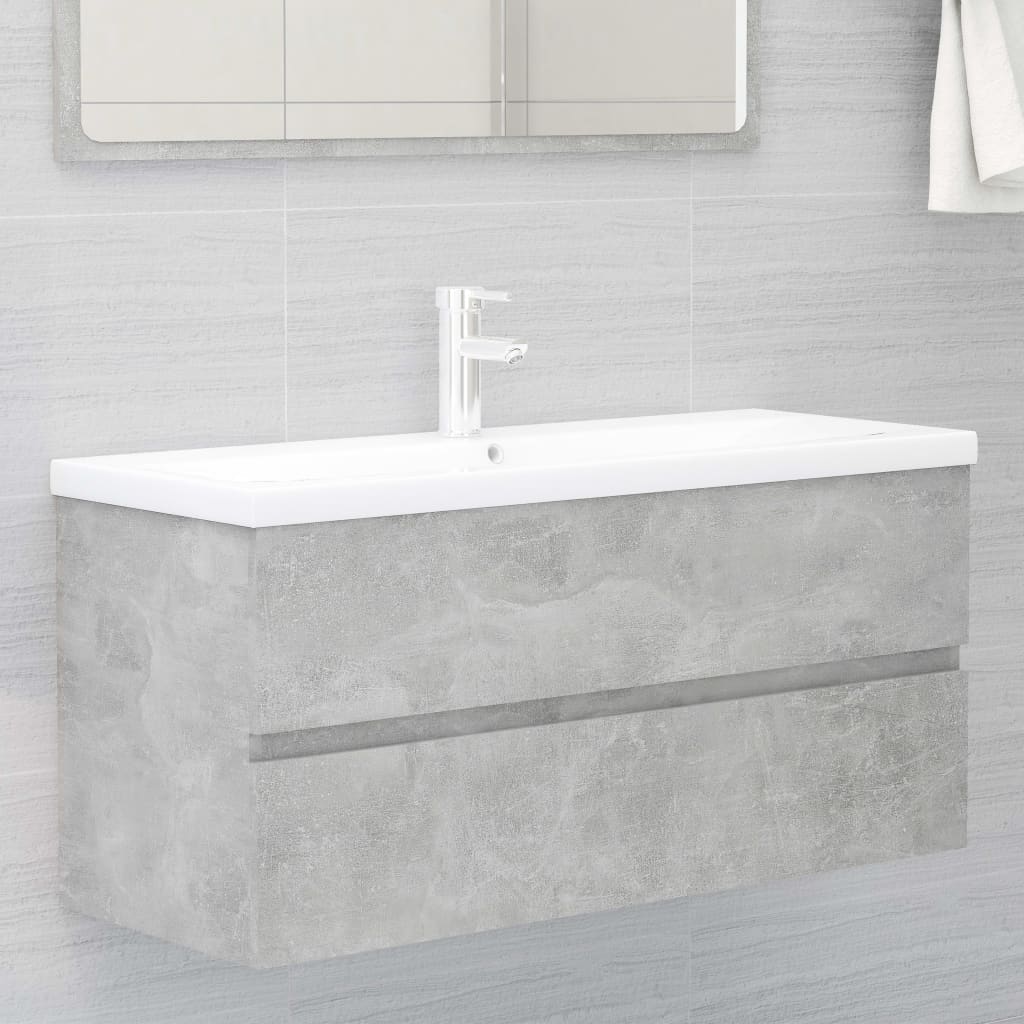 vidaXL Sink Cabinet | Concrete grey | Engineered wood | 100x38.5x45 cm